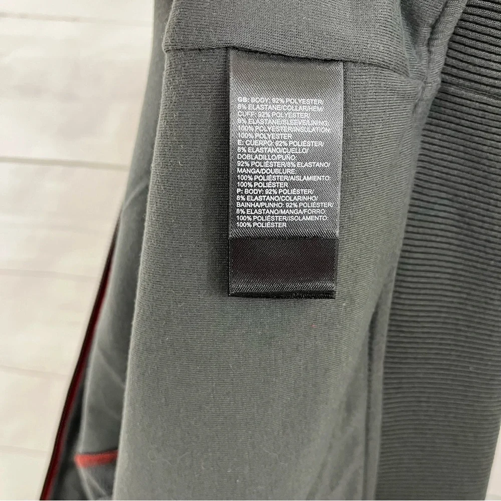 The North Face Red Gray Zipper Quilted Bomber Insulated Jacket